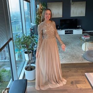 ASOS Maya Long Sleeve Sequin Maxi Tulle Dress TALL